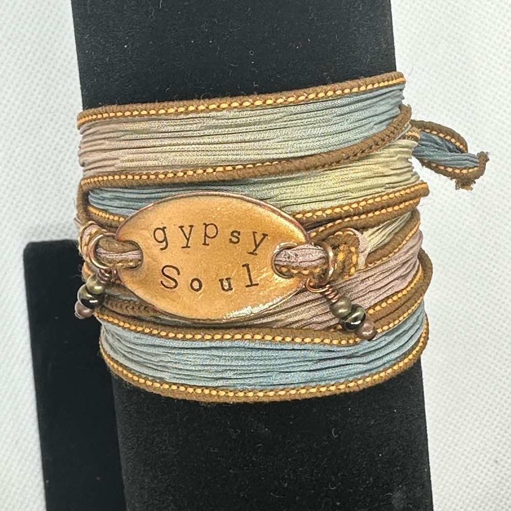 Gypsy Soul, Boho Silk Ribbon Wrap Bracelet - Picture 2 of 7